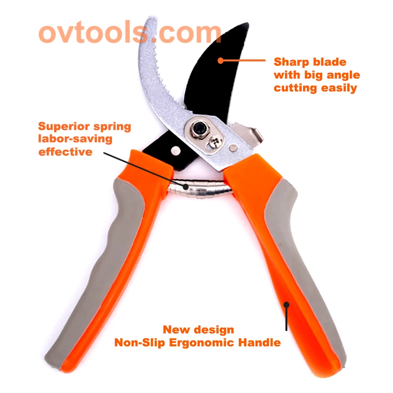 2021 new design Pruning Shears,  hot sale Bypass  Pruners with Special Non-Slip Ergonomic TPR Handle, Professional Garden Tools