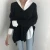 Import 2021 womens PULLOVER sweaters knitted ladies garment winter knitted v neck sweater with sashes loose knit oversized sweater from China