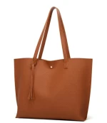 2024 multicolour new PU women bags Amazon Hot Seller Womens Big Capacity Soft Plain PU Leather Tote Bag with Wristlet