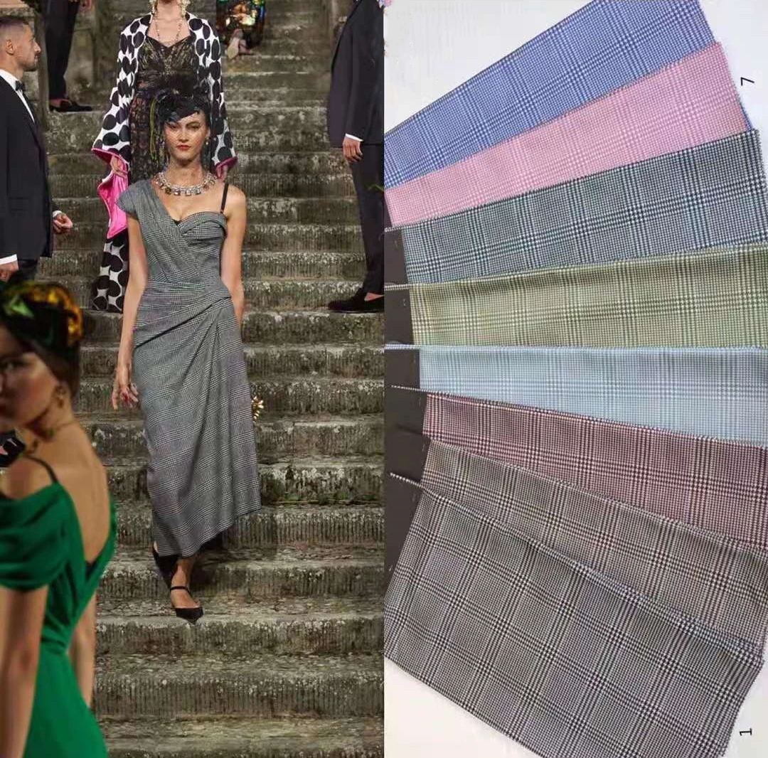 210gsm Checks rayon polyester custom color made yarn dyed jacquard apparel fabric satin jacquard fabric checks dress fabric