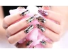 24pcs/box reusable designed round false nail tips soft gel nail tips glitter flower designed nail slice