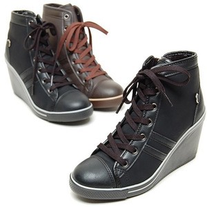 2ssd08203 synthetic leather 9cm wedge heel sneakers Made in korea