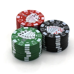 3 Layers Poker Chip Style Metal Tobacco Spice Herb Grinder Herb smoking accessories