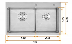 304 Stainless Steel Rectangular Undermount Double Basin Kitchen Sink