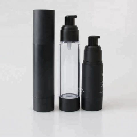 30ml, 50ml, 100ml ,120ml Matt Black Airless Vaccum AS Plastic Pumps Bottles