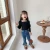 Import 3334 Fall Baby  long sleeve T-shirts Toddler Girl Solid One Shoulder Puff Sleeves Pink top Black Bottoming Shirt for 1-7 Years from China
