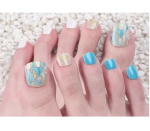 3D Gel toe nail sticker - Aqua Mother of Pearl Made in Korea OEM available
