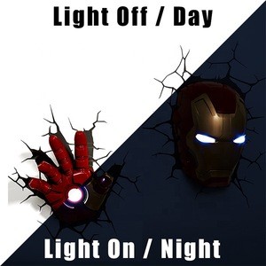 3D Wall Lamp Marvel Night Light  Iron Man Captain America Spider man Hulk Movie Fans Gifts Bedroom Bedside Presents Kid