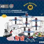 48Pcs Nonstick Pots and Pans Stainless Steel Cookware Set