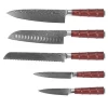 5pcs Damascus kitchen knife set stainless steel knife with pakka wood handle