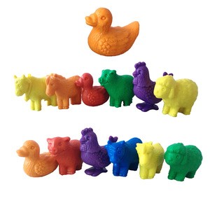 6  shapes 6 color TPR material poultry  domestic farm animal set for kids toy