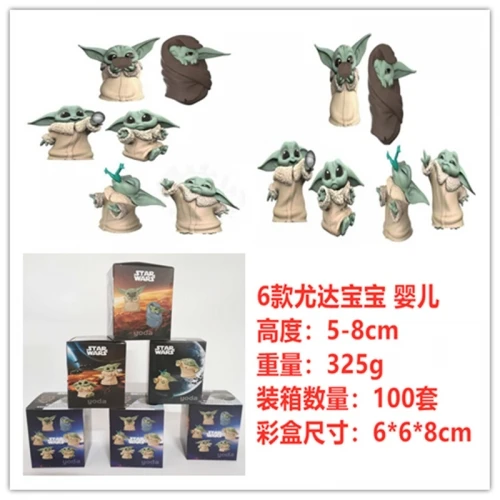6PCS PER SET Cheapest Cute Mini Design Baby Yoda Movie Character Anime PVC Figure Toy