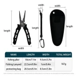 7-inch Fishing Pliers with Rubber Handle Braided Line Cutter Hook Remover Split Ring and Sheath Multifunction Fishing tool