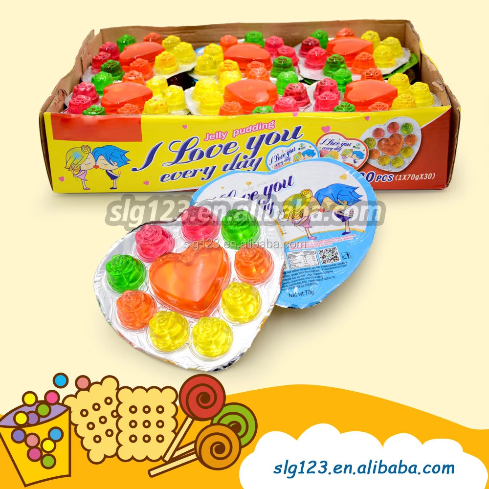 70g sweet fruit flavor heart shape cup pudding jelly