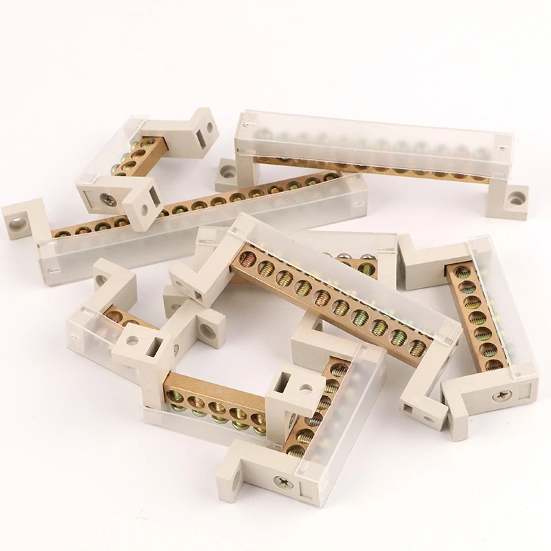 7*10mm 7x10mm 7P Hole Position Distribution Power N Neutral Wire Row Plastic cover Brass Screw Connector Bar Terminal Block