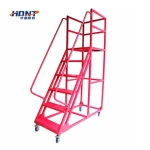 8 Step Industrial Movable Platform Ladder New Steel Warehouse Ladder with Pulley for Warehouses and Retail Industries