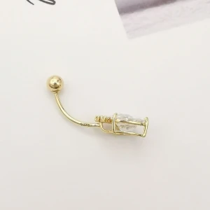 9k Solid Gold Pendant Earring Wholesale Fashion Crystal CZ Stone Earring Women Gold Jewelry Earrings