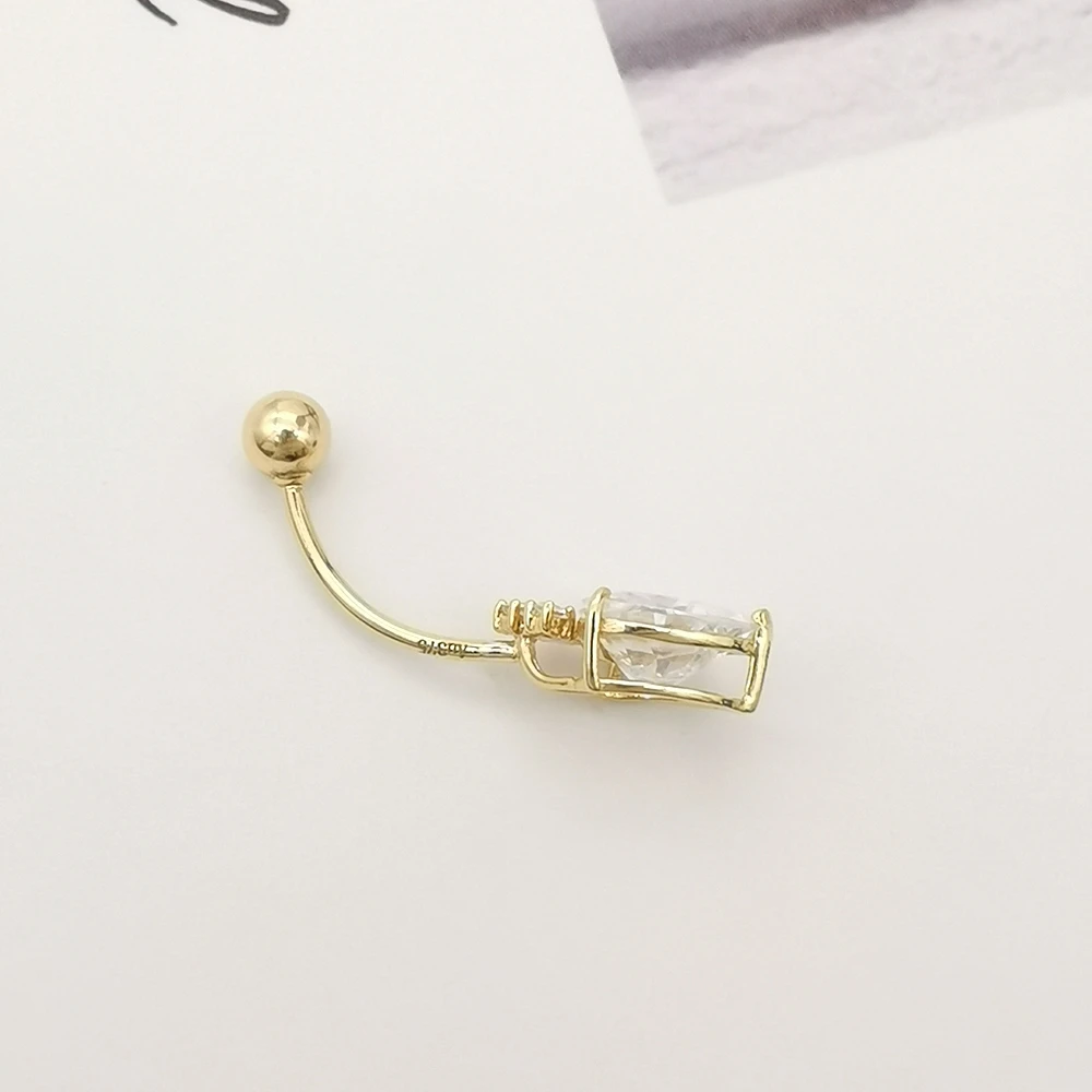 9k Solid Gold Pendant Earring Wholesale Fashion Crystal CZ Stone Earring Women Gold Jewelry Earrings