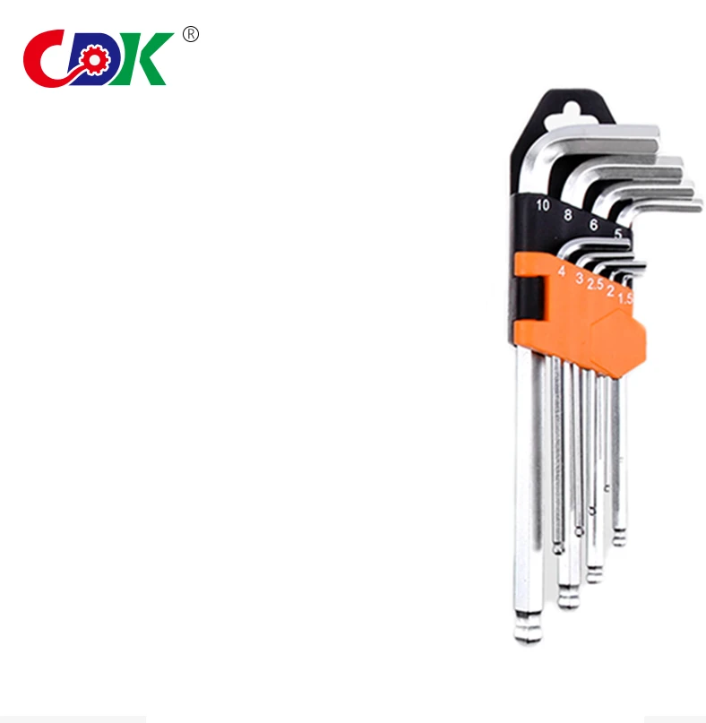 9pcs/set Ball Head Mini Hexagon Hex Allen Key Set Wrench Screwdriver Hand Tool Kit Micro Hex Wrench 1.5mm-10mm Not Rated 200n-m