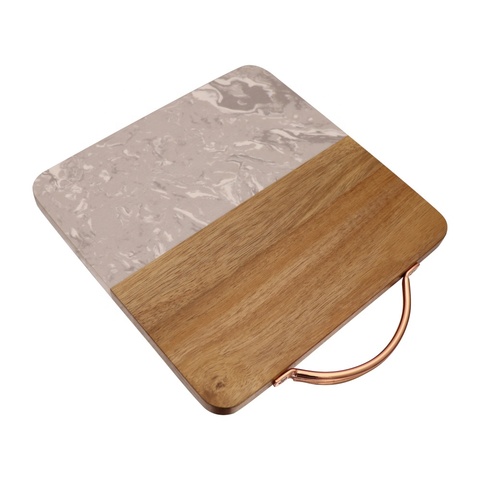 Buy Acacia Wood And Marble Cheese Board Cutting Board With Rose Gold ...