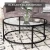 Import Accept customized amazon hot sale metal iron leg round small tempered glass side table coffee table from China