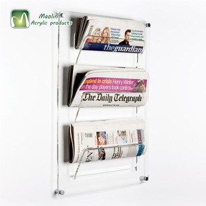 Acrylic Newspaper Display stand Hanging File Organizer Wall Mount Mail Holder Magazine Rack
