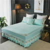 All cotton simple embroidery lace washed bed skirt sets