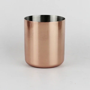 Amazon hot cheap 400ml Stainless Steel Copper Plated candle jar,400ml metal stemless Candle holder For Lamp or Candle