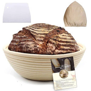 Amazon Top Sellers Hot Sale 9 Inch Wood Pulp Home Bakers Banneton Bread Proofing Basket Set with Linen Liner
