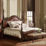 American luxury solid wood bedroom furniture Double bed nightstand Hotel Club can customize furniture factory direct sales