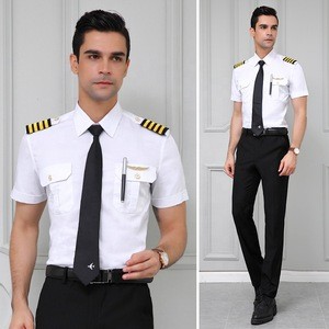 anti-wrinkle non iron breathable short sleeve uniform shirts for pilot