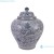 Antique Blue and White Porcelain Sea Grass Fish Twisted Flower Pattern Flat Belly Shape Ceramic Pot Jars