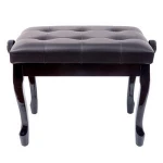 Antique Style Adjustable Piano Bench Stool Black walnut Padded Cushion PU Leather Comfortable Keyboard Stool