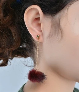Artificial Black Marten Hair Long Tassel Style Fashion Personal Style Earrings
