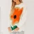 Import Autumn and winter new round neck long sleeves hit color big flowers loose knit pullover sweater women from China