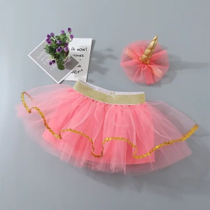 Ballet Practice Tutu Skirt For Kids Lovely Soft Mesh Tulle Saia Tule Fitted Skirt Princess Pink Tutu Skirt Girls With Headdress
