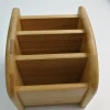 Bamboo desk organizer with remote control and pen storage for hotel or office