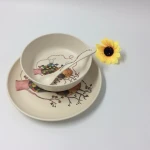 Bamboo Fiber Childrens Dinnerware Set Reusable Biodegradable Melamine Kids Tableware Set