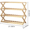 Bamboo Shoe Rack,Foldable Free Standing Shoe Shelf Storage Organizer Multifunction, Installation,Living Room,Bathroom