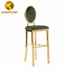 Bar furniture gold stainless steel high chair green fabric bar chairs modern style design bar stools for hotel