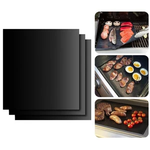 Best selling on amazon 0.2mm thick black color heavy duty fire retardant bbq grill mat BBQ