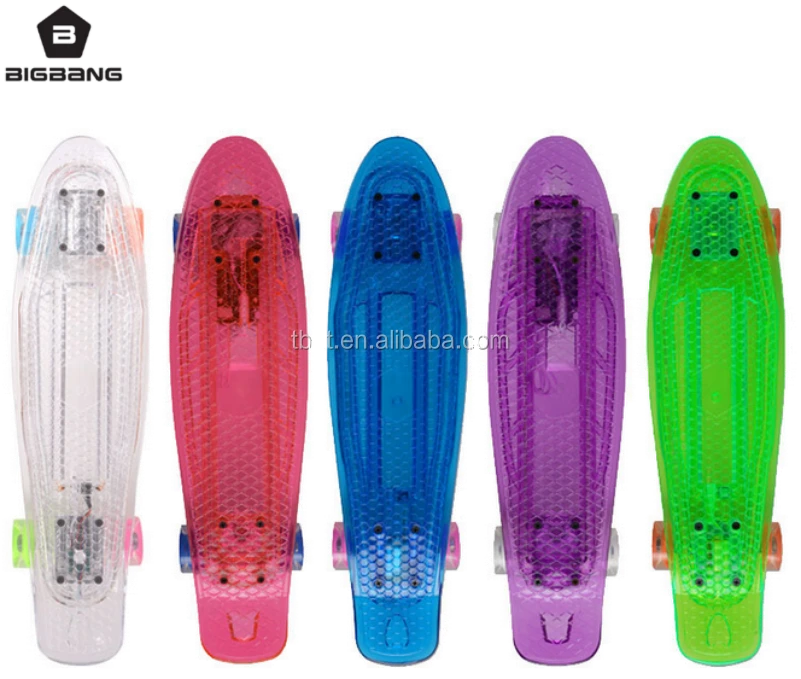 BIGBANG B-100 PC transparent board lighting skateboard wheel random color LED skateboard cheap sale