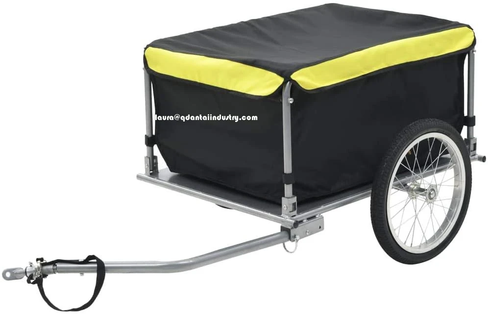 Bike Cargo Trailer Black and Yellow 60kg Bicycle Luggage Transport Cart