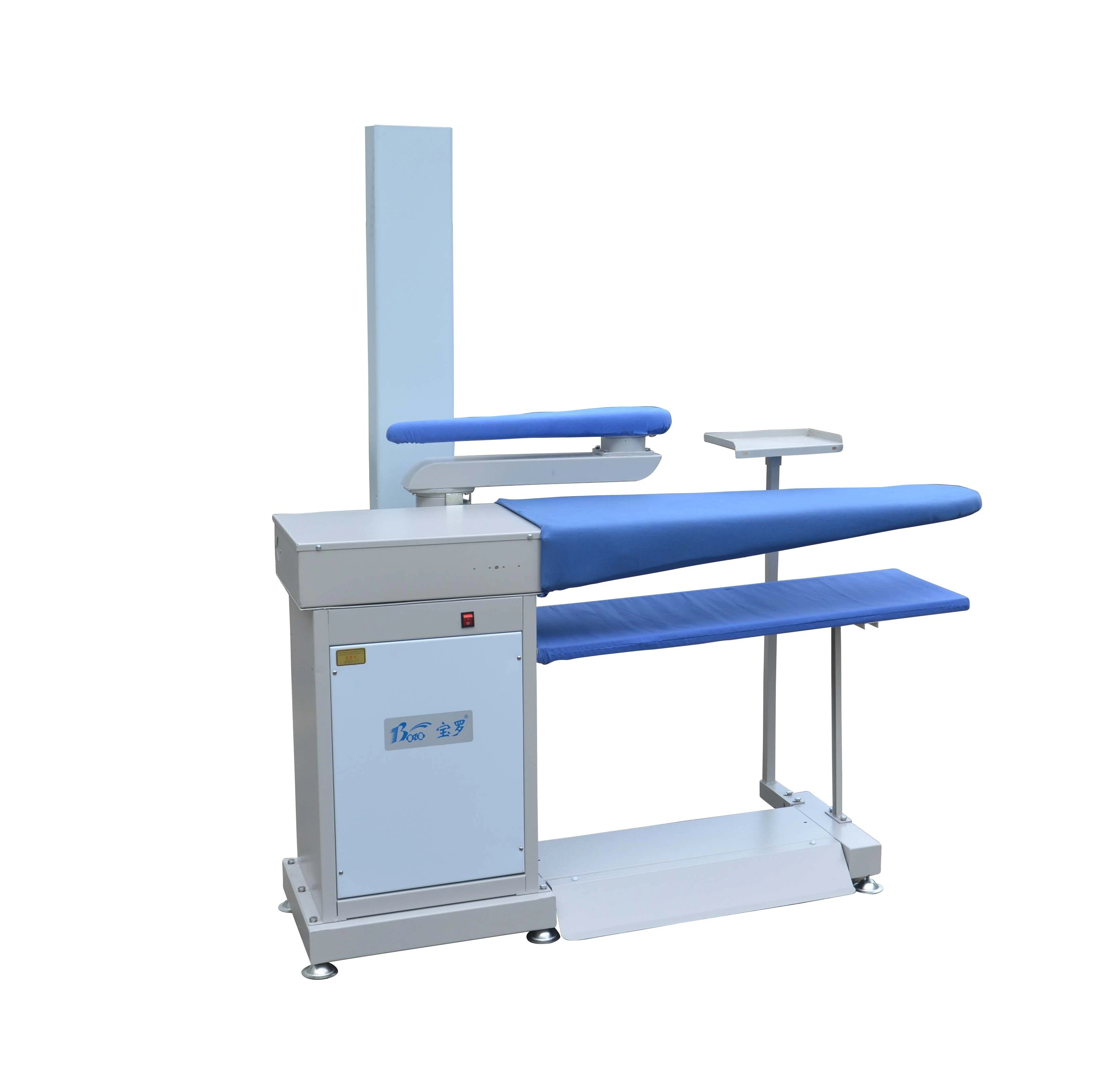 BL-1100RSP RIGHT SIDE BRIDGE TYPE UPWARD EXHAUST PIPE VACUUM IRONING TABLE WITH 1 BUCK AND IRON HANGER