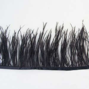 Black Ostrich Feather Fringe for Clothes Accessories Trimming