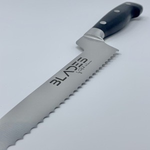 BLADES by Moonen 8&quot; Stainless Steel Offset Serrated Kitchen Knife- Wholesale Pricing- Landed in USA- Ready to Ship