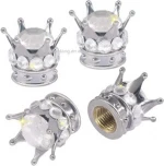 Bling Bling Rhinestones Valve Stem Caps, Chrome Crown Tire Valve Stem Caps for Car Auto Bike and Motorcycle Wheels 4 Pack