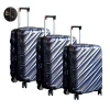 blue 3 pcs set wheeled hard side trolley case with TSA lock abs pc suitcase