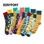 Bonypony Funky Lemon Tree Lobster Onion Water Melon Strawberry Ice Cream Striped Checkered Cotton Colorful Happy Crew Socks