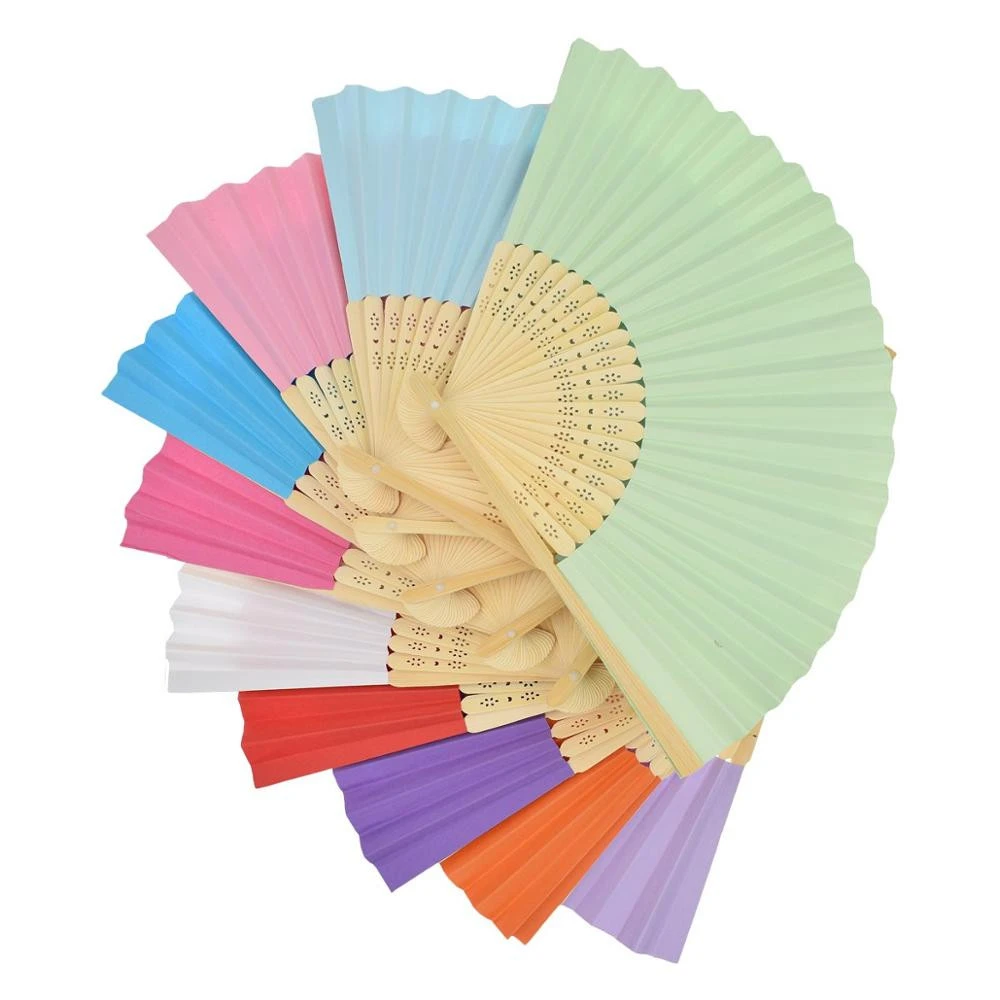 Brand summer promotional gift portable bamboo party hand fan custom printed folding logo wedding clacking hand fan